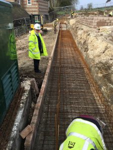 Retaining wall footings at Tolpuddle